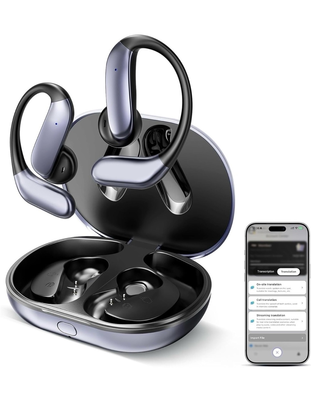 AI Translation Earbuds: 170 Languages & 0.45s Instant Real-Time Translator,